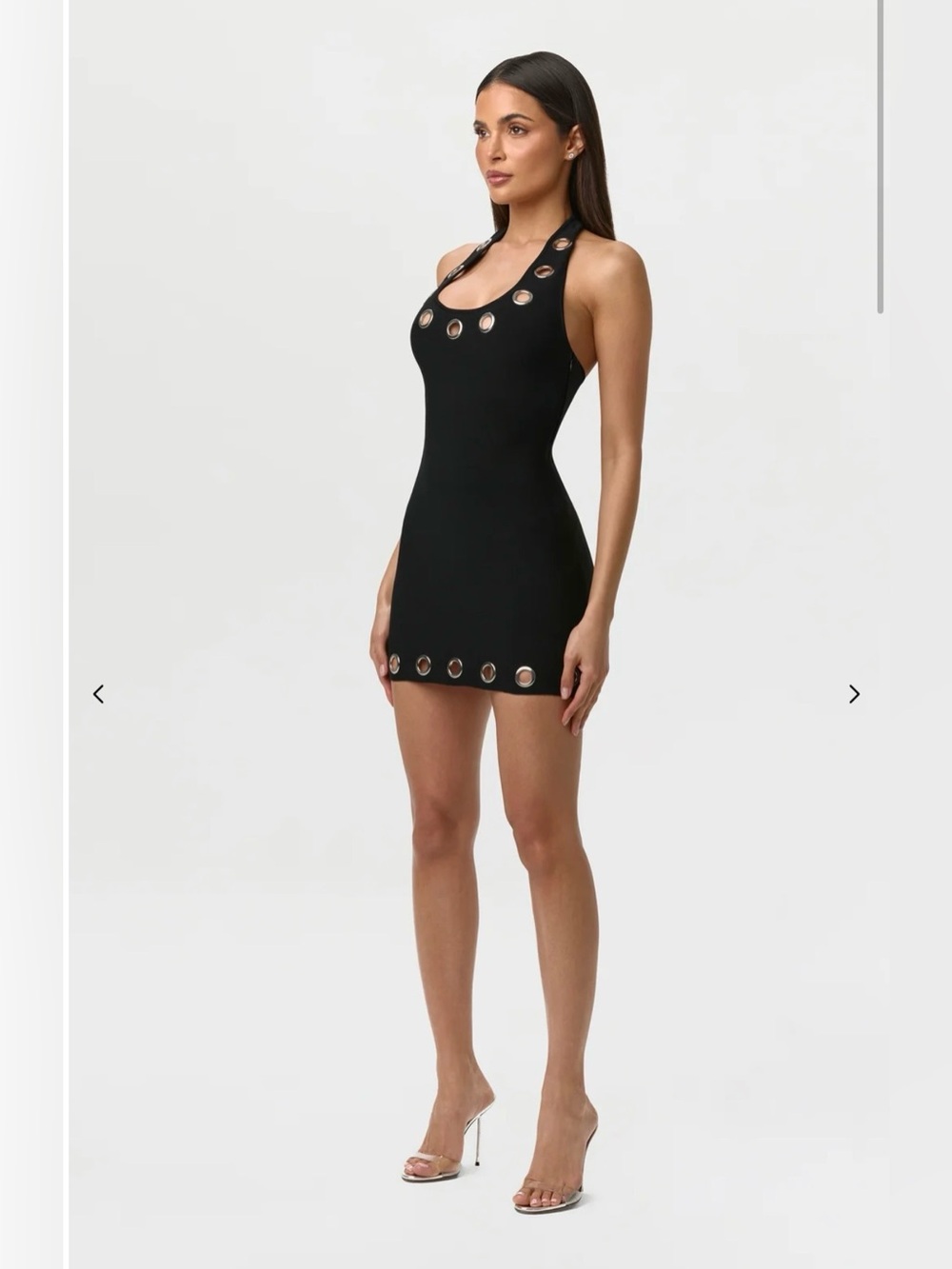 Naked Wardrobe Bandage Halter Grommet Mini Dress Black - Picture 5 of 12